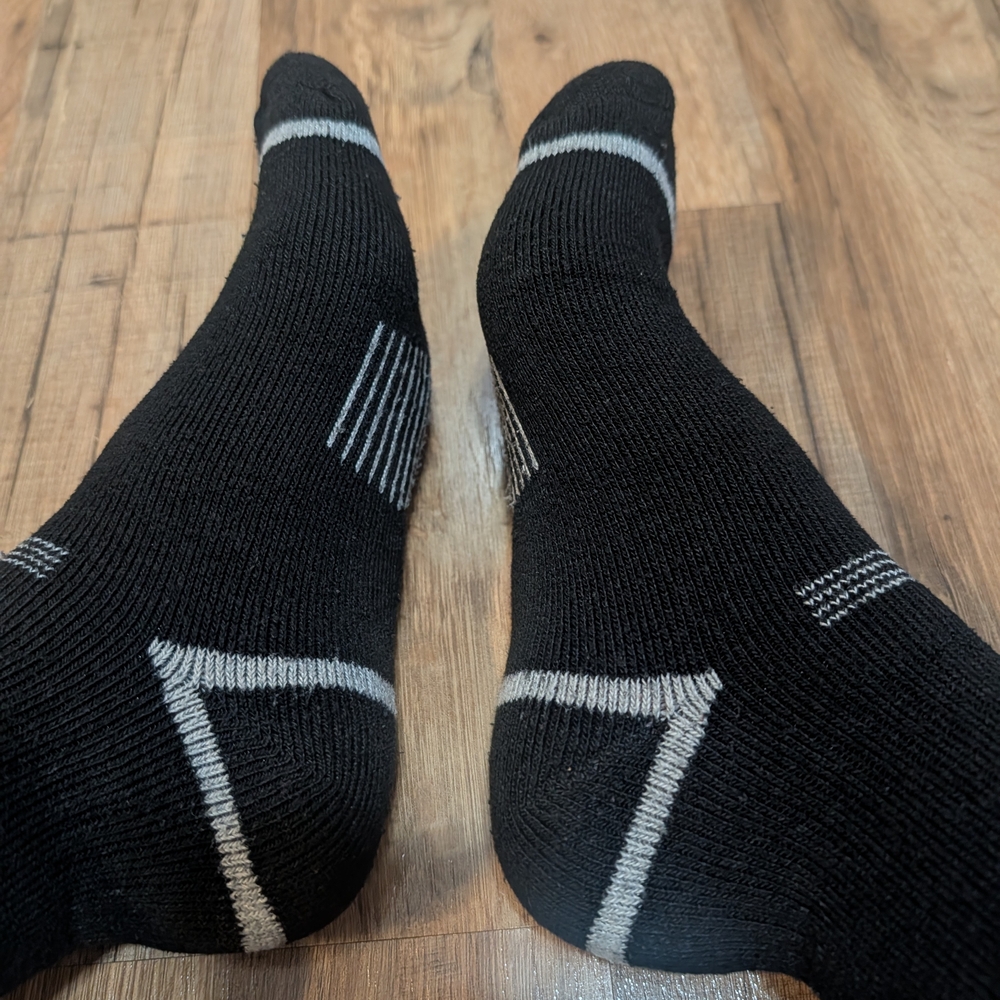 Women's Black Athletic Crew Socks with Gray Accents